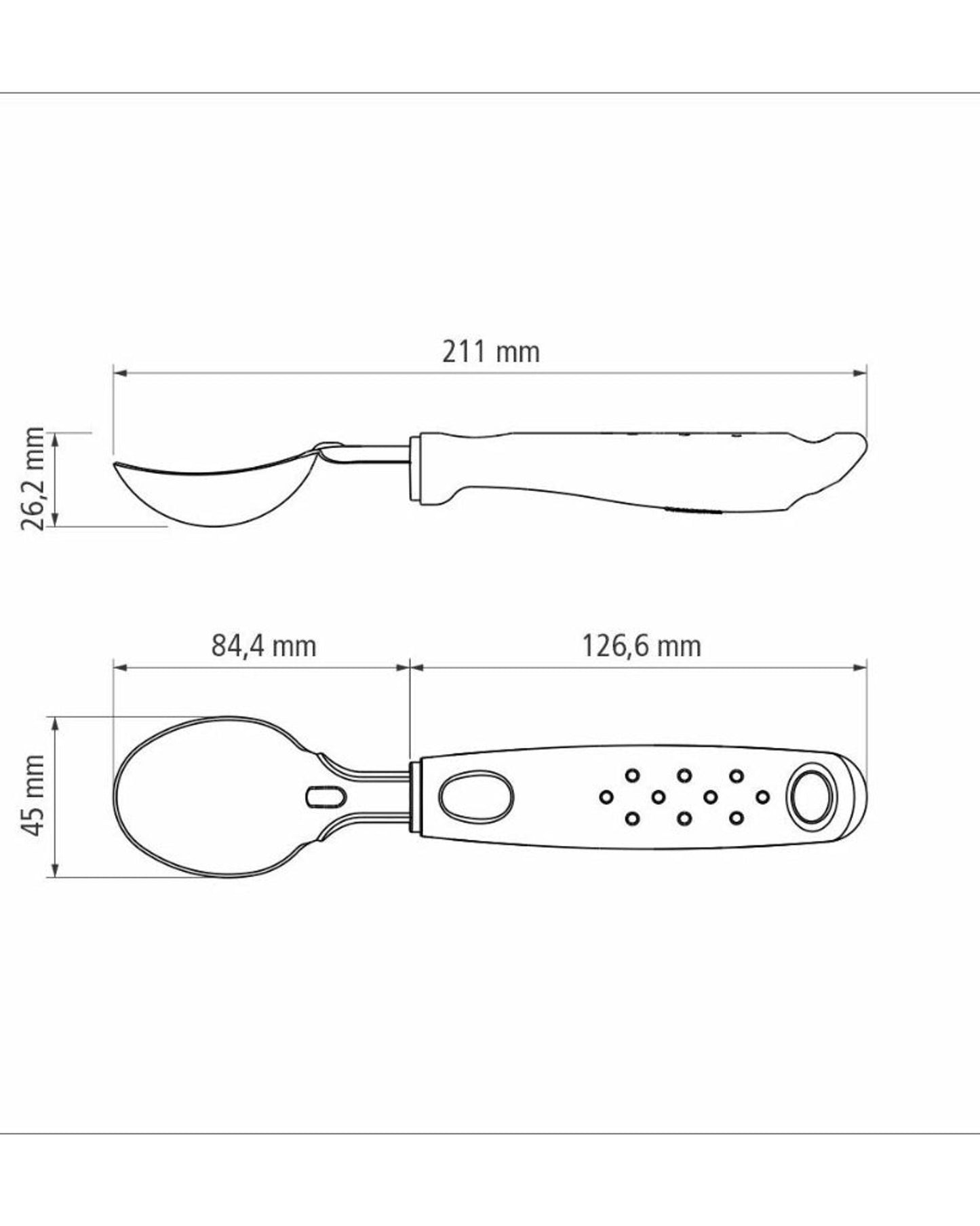 مغرفة آيس كريم ترامونتينا أوتيليتا مع وعاء من الفولاذ المقاوم للصدأ ومقابض من البولي بروبيلين الأسود