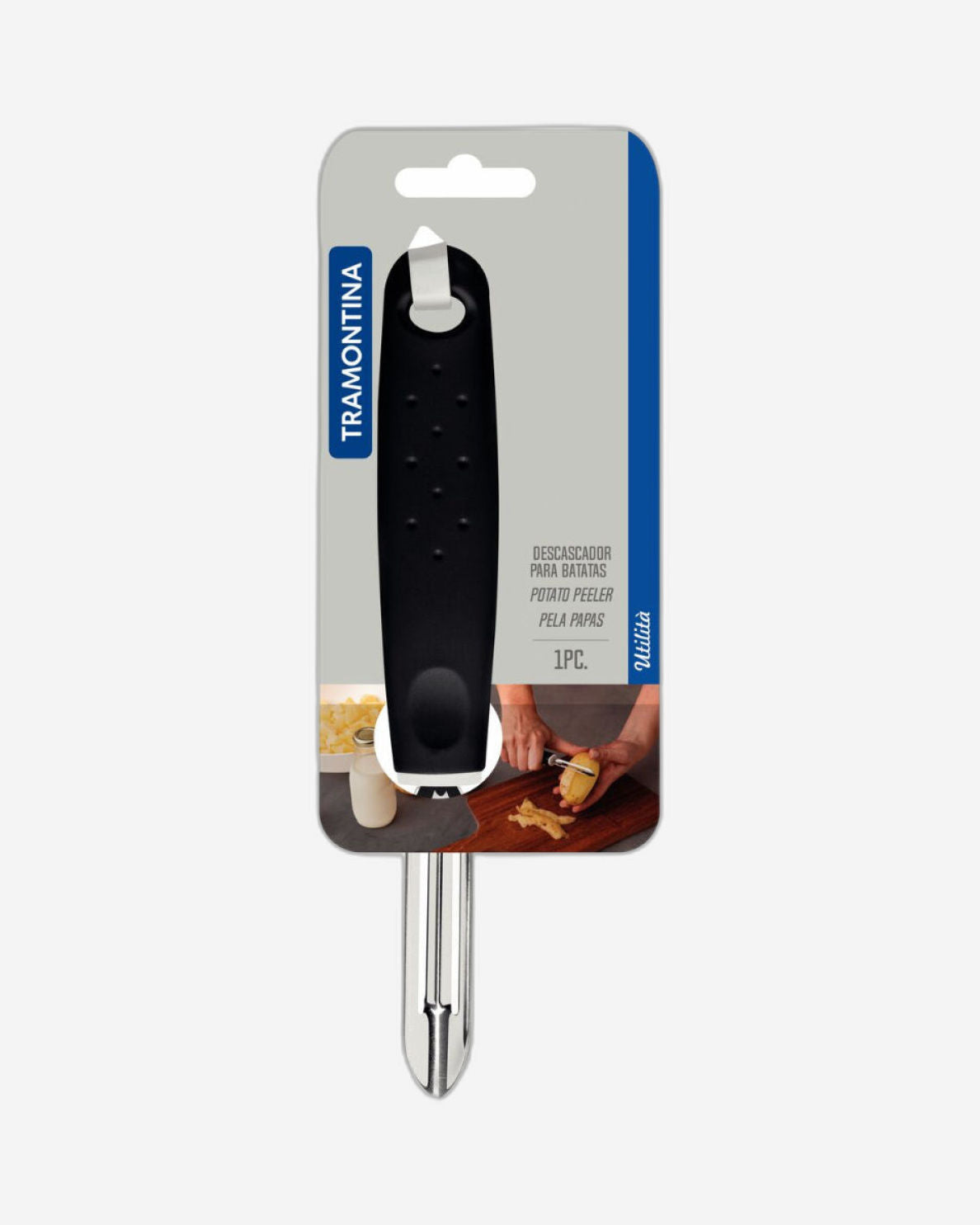 مقشرة بطاطس ترامونتينا يوتيليتا المصنوعة من الفولاذ المقاوم للصدأ بمقبض من البولي بروبيلين الأسود