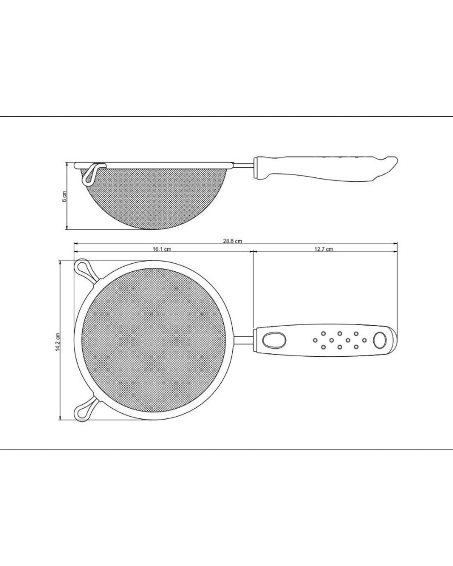 مصفاة ترامونتينا يوتيليتا المصنوعة من الفولاذ المقاوم للصدأ مقاس 13 سم بمقبض من البولي بروبيلين الأسود