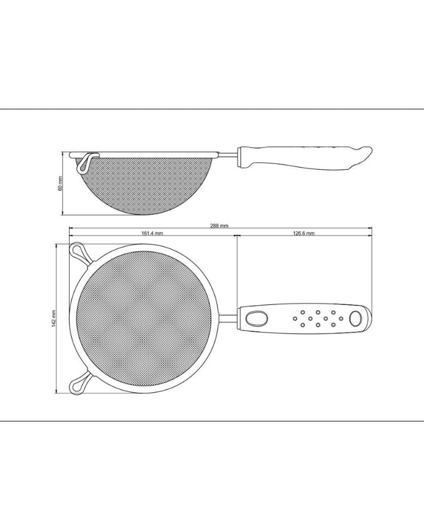 مصفاة ترامونتينا يوتيليتا المصنوعة من الفولاذ المقاوم للصدأ مقاس 13 سم بمقبض من البولي بروبيلين الأسود