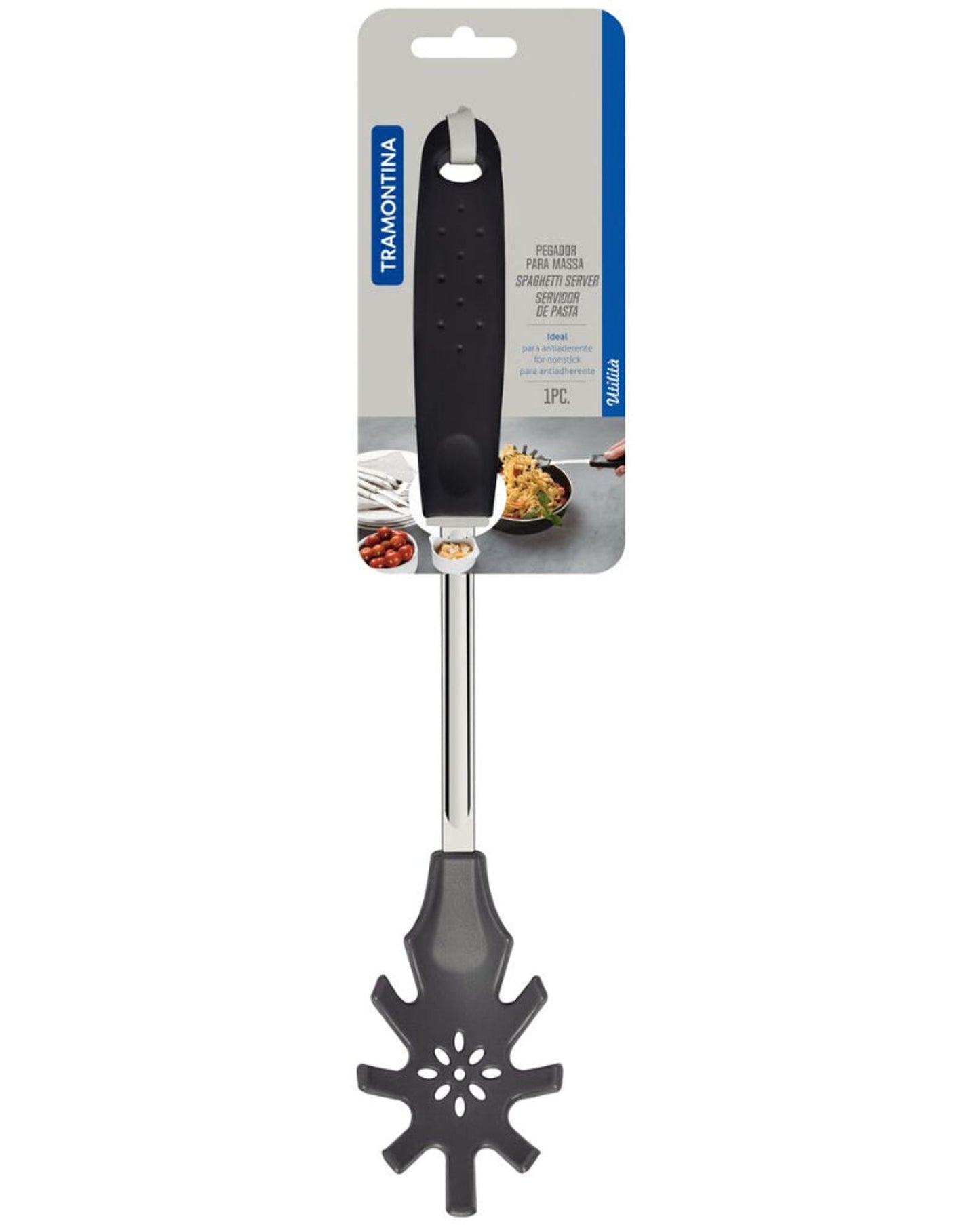 ملقط معكرونة من النايلون من ترامونتينا يوتيليتا بمقبض من البولي بروبيلين الأسود