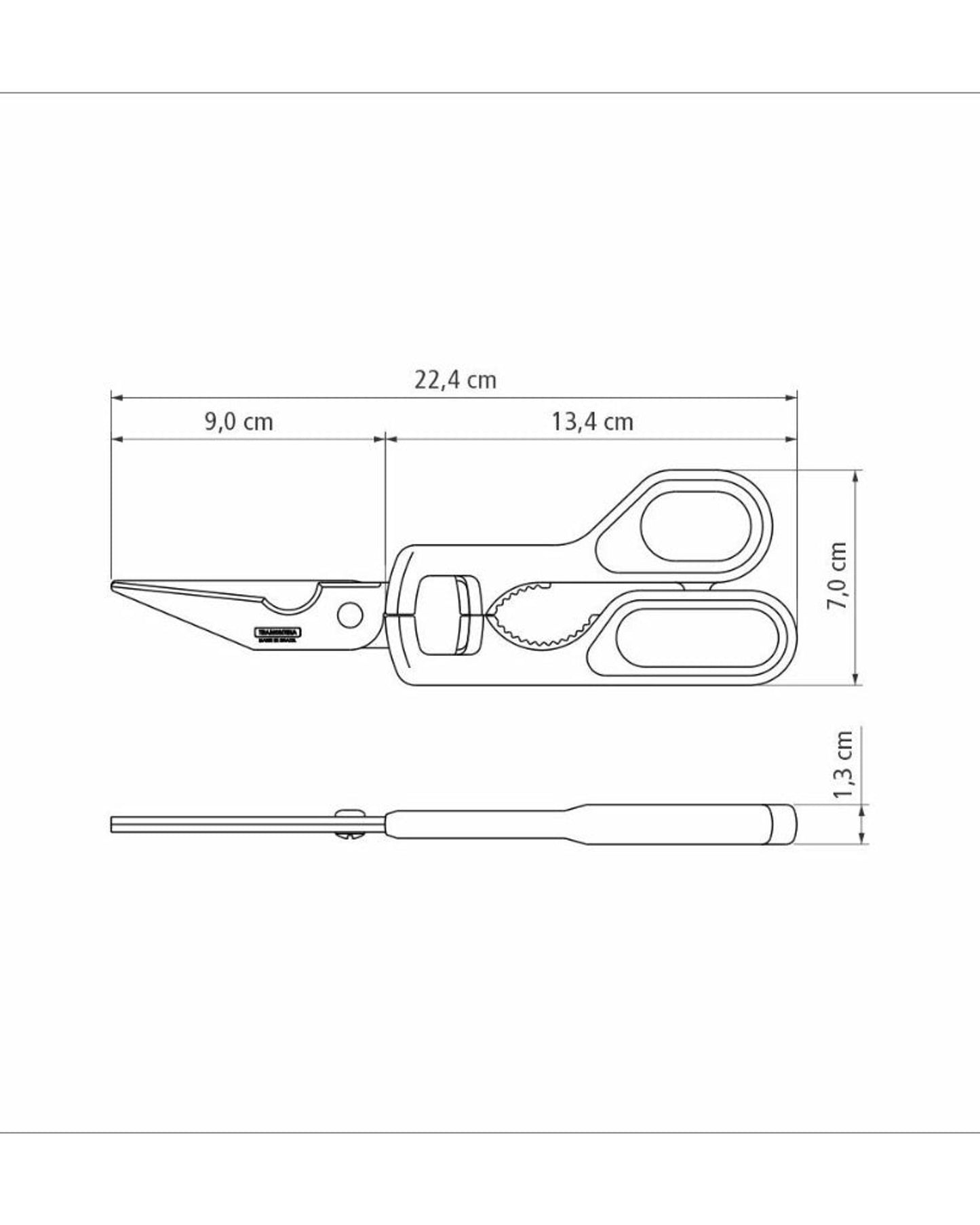 مقص نحت ترامونتينا سوبركورت بشفرات من الفولاذ المقاوم للصدأ ومقبض من البولي بروبيلين بلون العقيق الأسود، 9 بوصات
