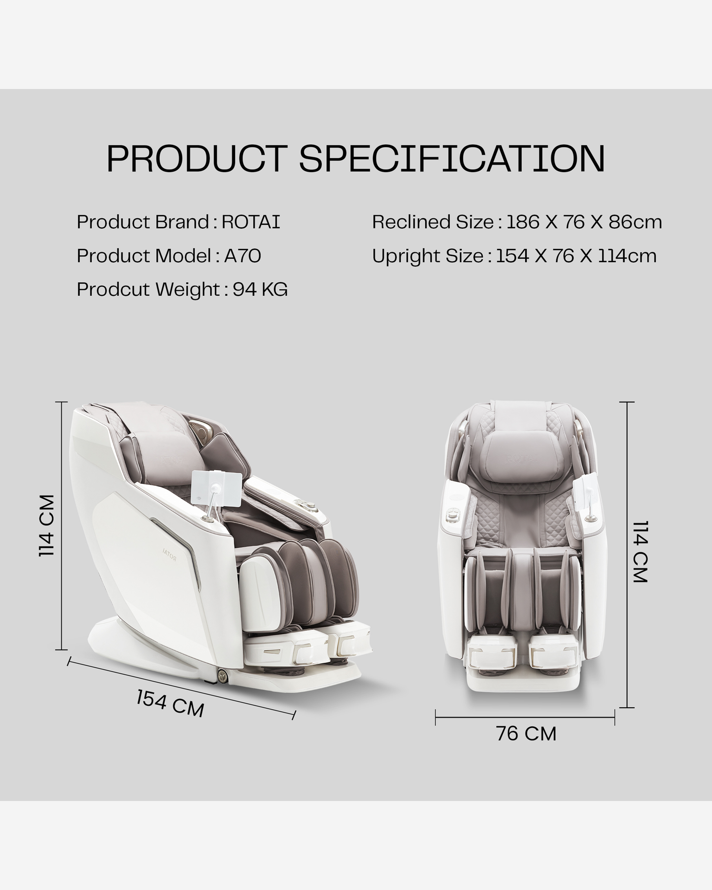 Rotai Vanquish Massage Chair White