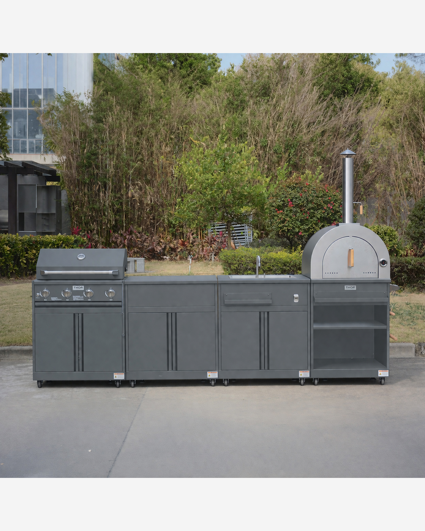Thor Kitchen Modular Outdoor Kitchen Island 4Pc Grey