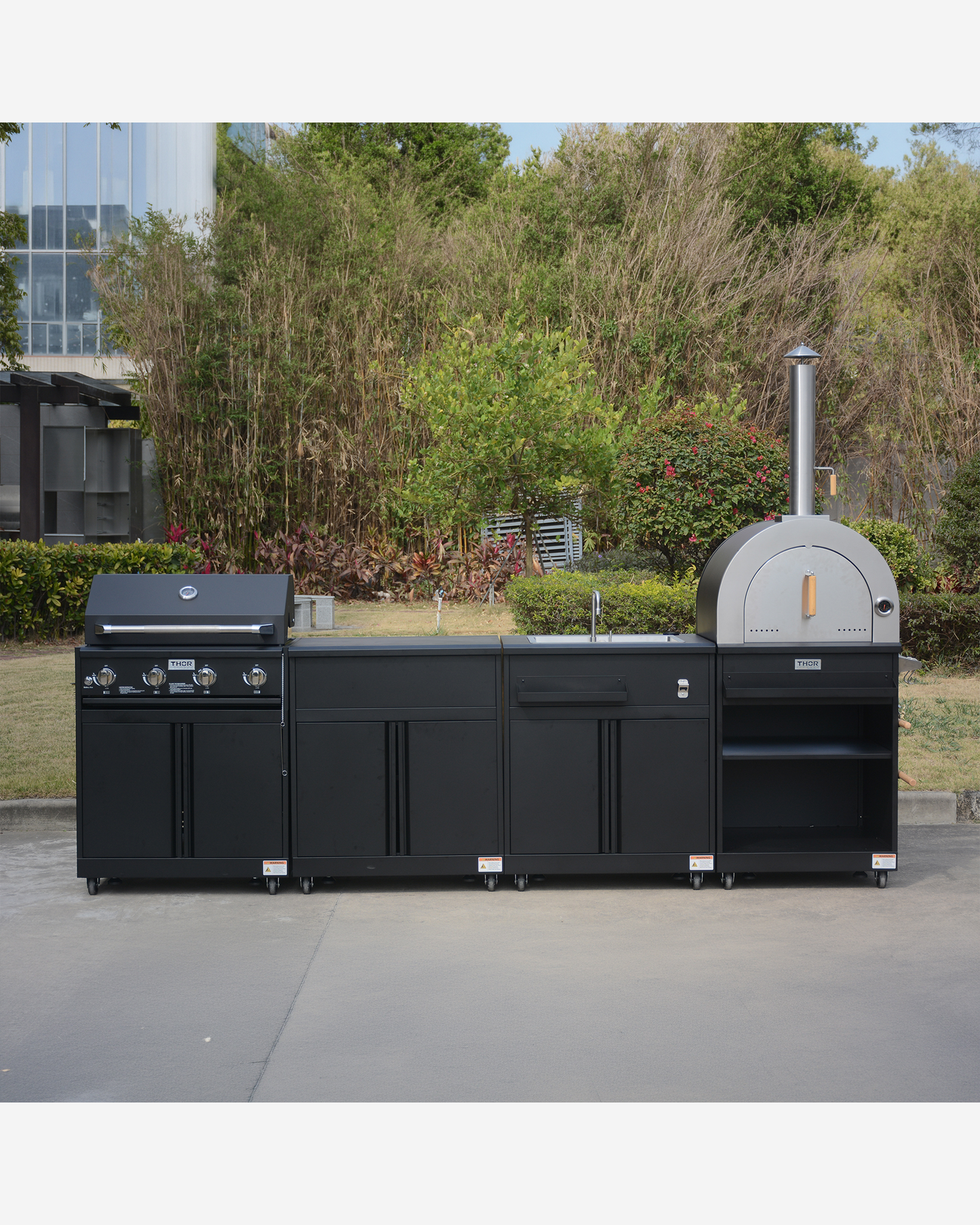 Thor Kitchen Modular Outdoor Kitchen Island 4Pc Black