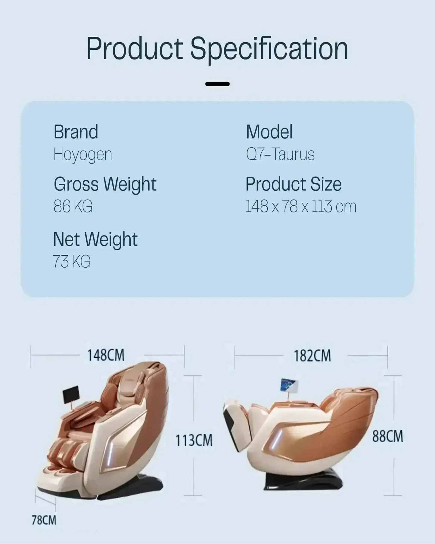 Hoyogen Taurus Massage Chair Champagne