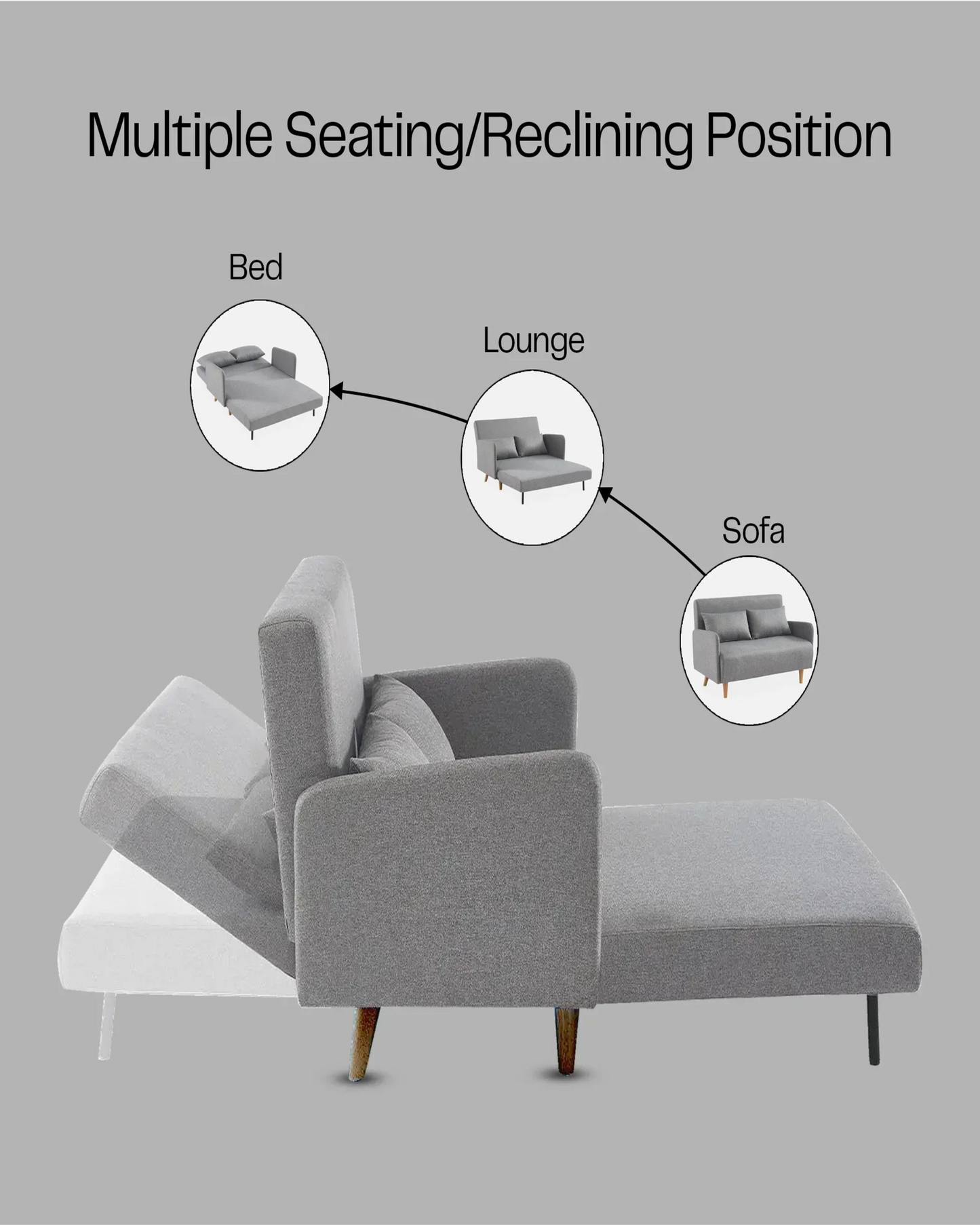Rotai Palazzo Convertible Sofa Bed Grey