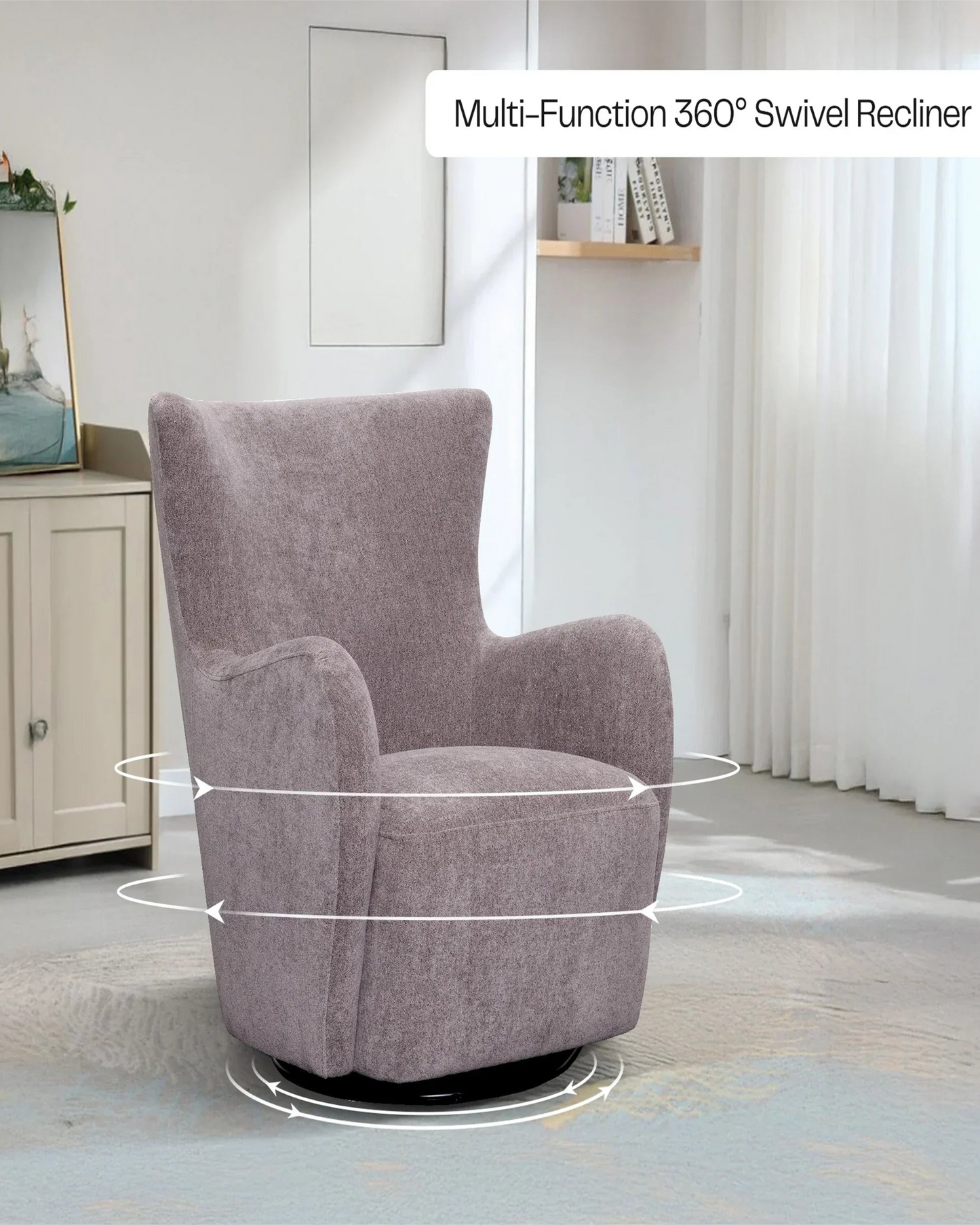 Rotai George Swivel Glider Chair Pewter