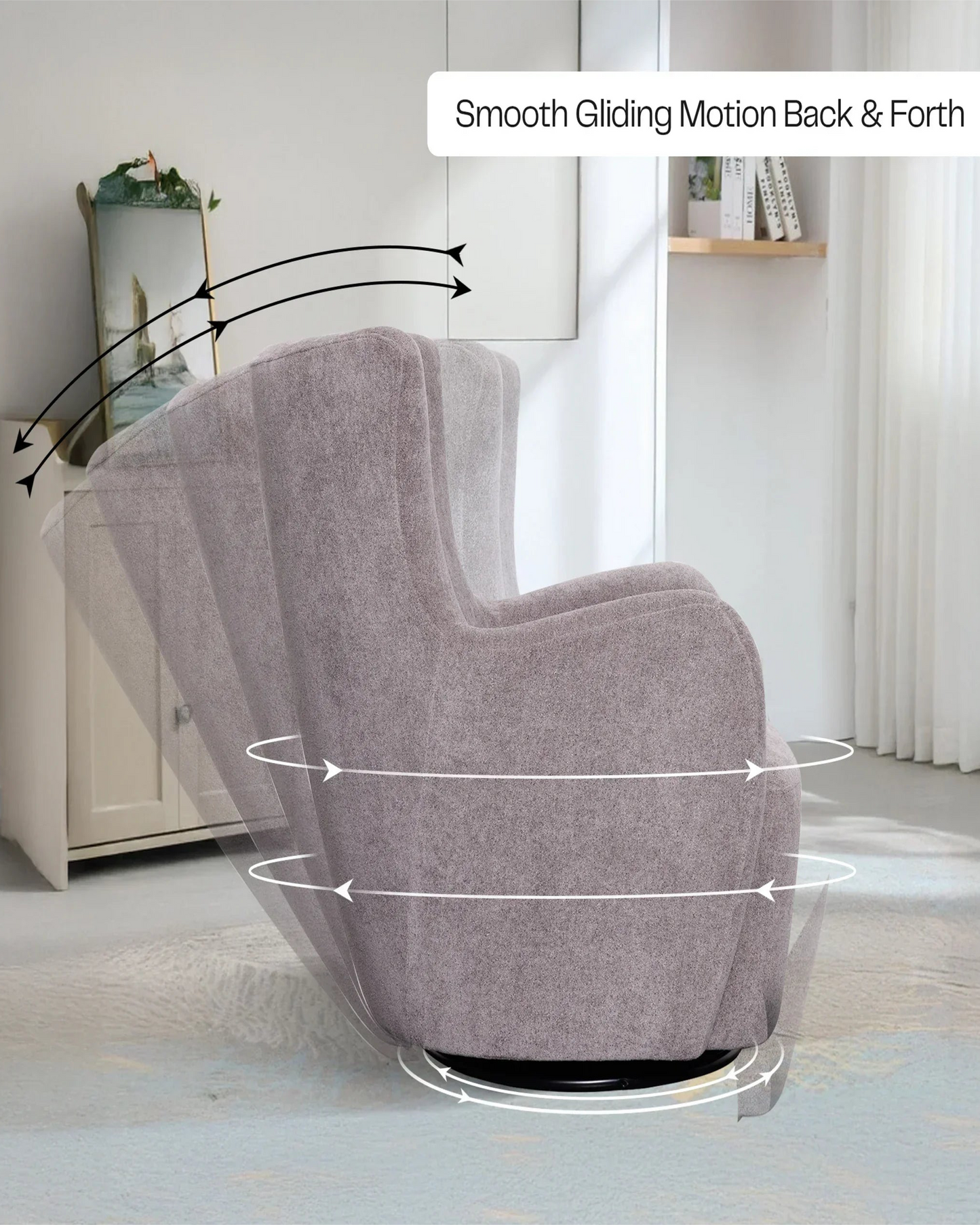 Rotai George Swivel Glider Chair Pewter