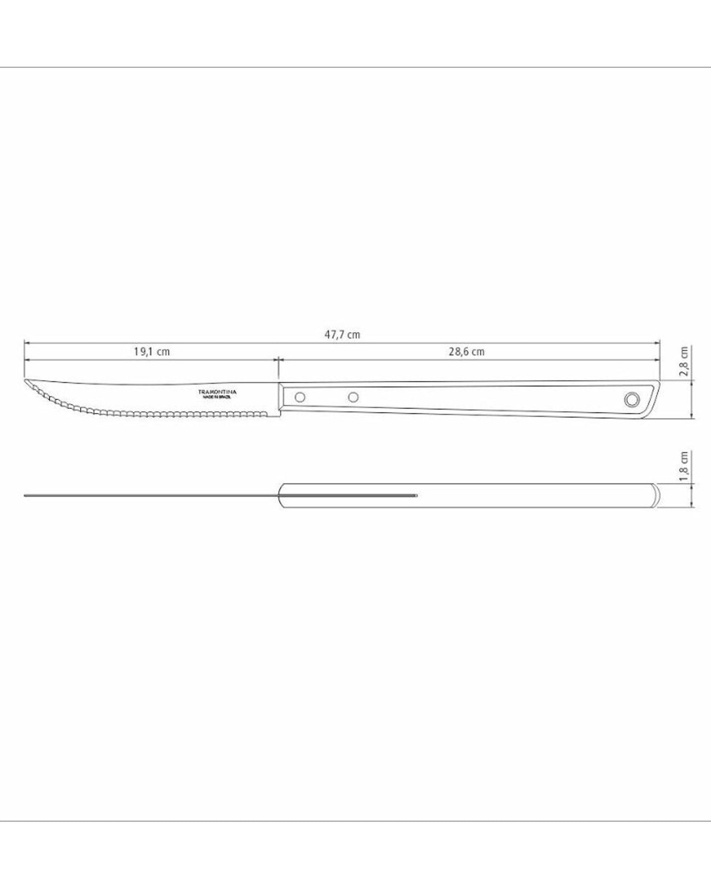 سكين نحت ترامونتينا بشفرة من الفولاذ المقاوم للصدأ ومقبض خشبي 8 بوصات