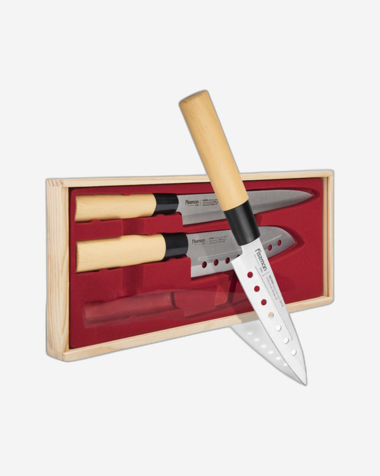 سكاكين كاتانا غير لاصقة من فيسمان، 3 قطع، لون بني/فضي، 32.5 سم