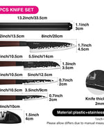 طقم سكاكين فيسمان من 6 قطع، سلسلة كيندو، فولاذ X30Cr13، سكين شيف 8 بوصات، سكين متعدد الاستخدامات 5 بوصات، سكين تقطيع 3.5 بوصات، قضيب مغناطيسي، ومبراة