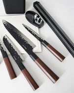 طقم سكاكين فيسمان من 6 قطع، سلسلة كيندو، فولاذ X30Cr13، سكين شيف 8 بوصات، سكين متعدد الاستخدامات 5 بوصات، سكين تقطيع 3.5 بوصات، قضيب مغناطيسي، ومبراة