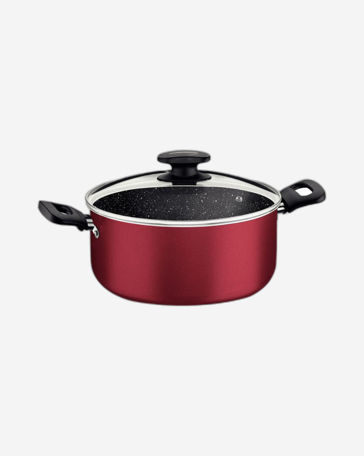 طقم أواني طهي ترامونتينا من الألومنيوم مع طلاء ستارفلون ماكس غير لاصق داخلي وخارجي، أحمر، 7 قطع