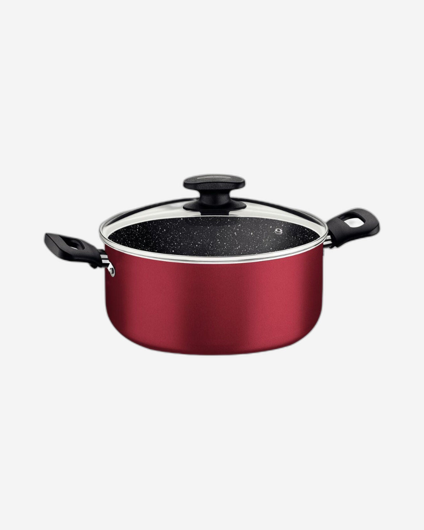 طقم أواني طهي ترامونتينا من الألومنيوم مع طلاء ستارفلون ماكس غير لاصق داخلي وخارجي، أحمر، 7 قطع