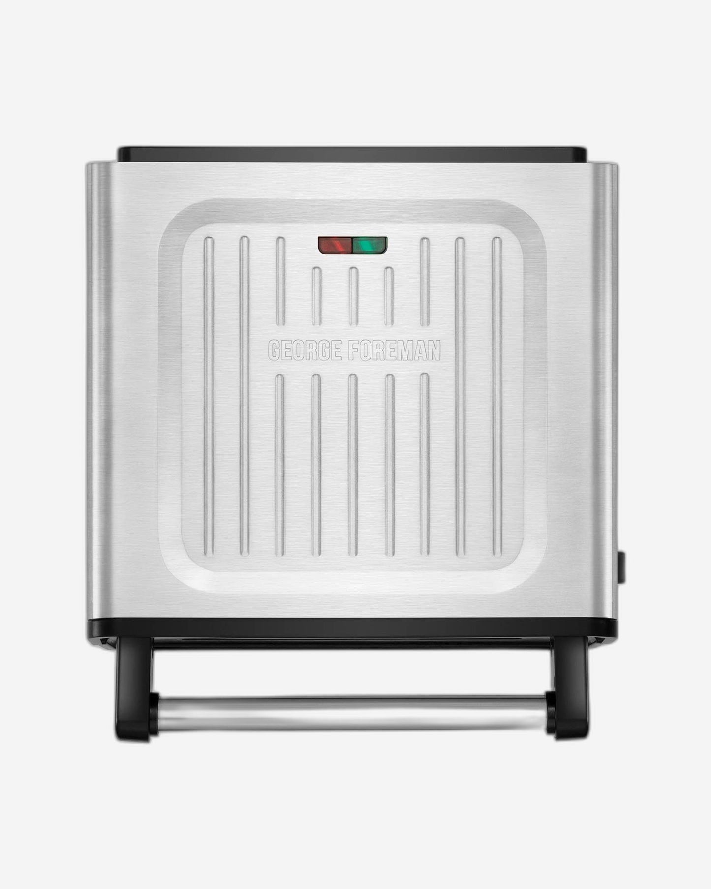 شواية كهربائية جورج فورمان بدون دخان وغير لاصقة، شواية داخلية ولوح تسخين مع صينية تنقيط مدمجة (28000)، من الفولاذ المقاوم للصدأ (فضي) - ضمان لمدة عام واحد