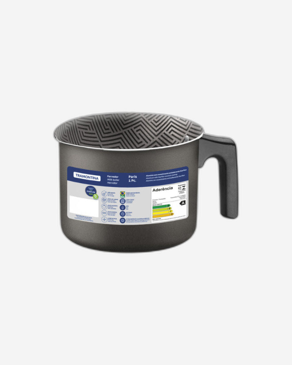 غلاية حليب من الألومنيوم من ترامونتينا باريس، مطلية من الداخل والخارج بطبقة مانعة للالتصاق من الرصاص من نوع ستارفلون ماكس، 10 سم، 0.8 لتر