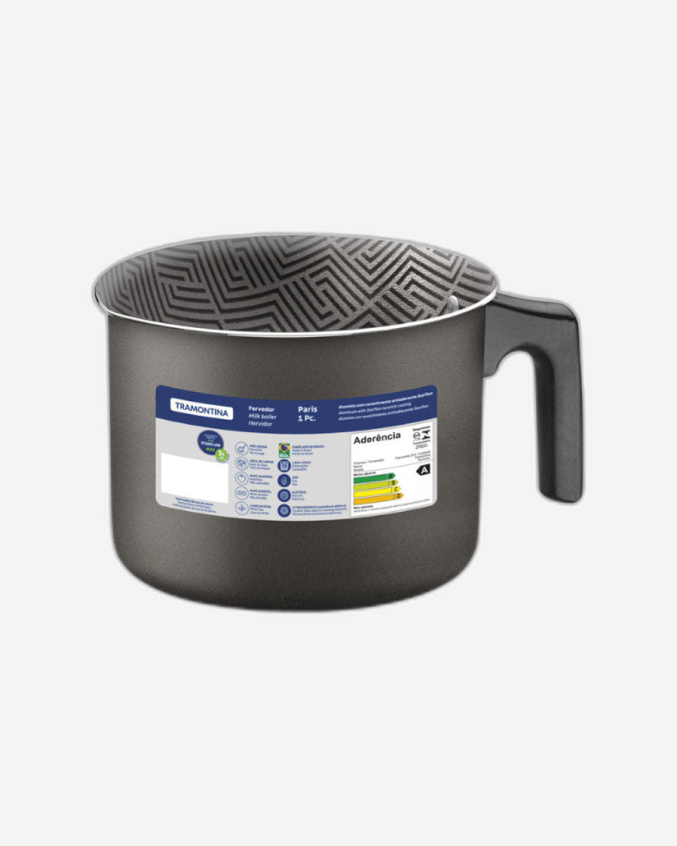 غلاية حليب من الألومنيوم من ترامونتينا باريس، مطلية من الداخل والخارج بطبقة مانعة للالتصاق من الرصاص من نوع ستارفلون ماكس، 14 سم، 1.9 لتر