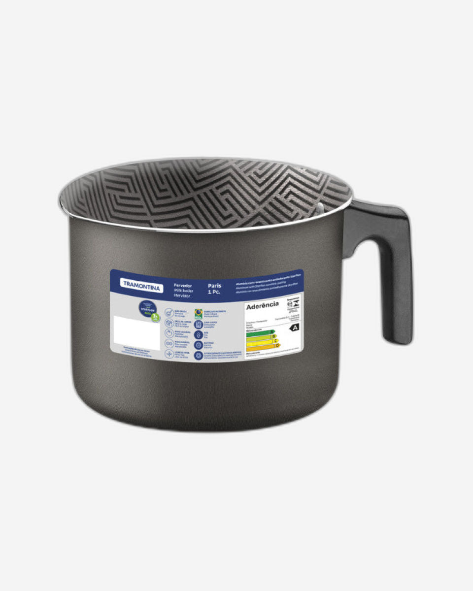 غلاية حليب من الألومنيوم من ترامونتينا باريس مع طلاء ستارفلون ماكس الرصاص الداخلي والخارجي غير اللاصق، 16 سم 2.7 لتر