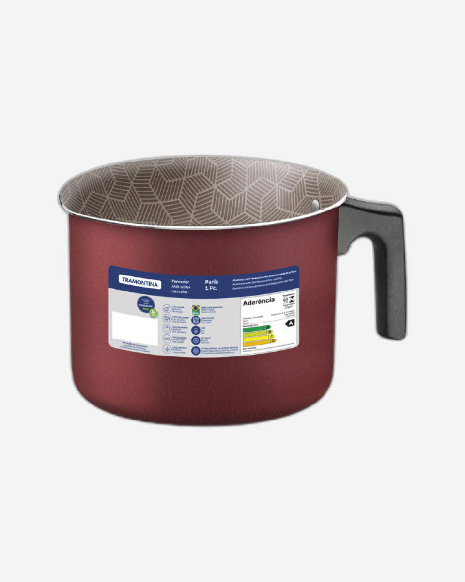 غلاية حليب من الألومنيوم من ترامونتينا باريس مع طلاء ستارفلون ماكس ريد الداخلي والخارجي غير اللاصق، 16 سم 2.7 لتر