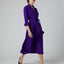 Fleur Silk Full Skirt Shirt Dress in Purple