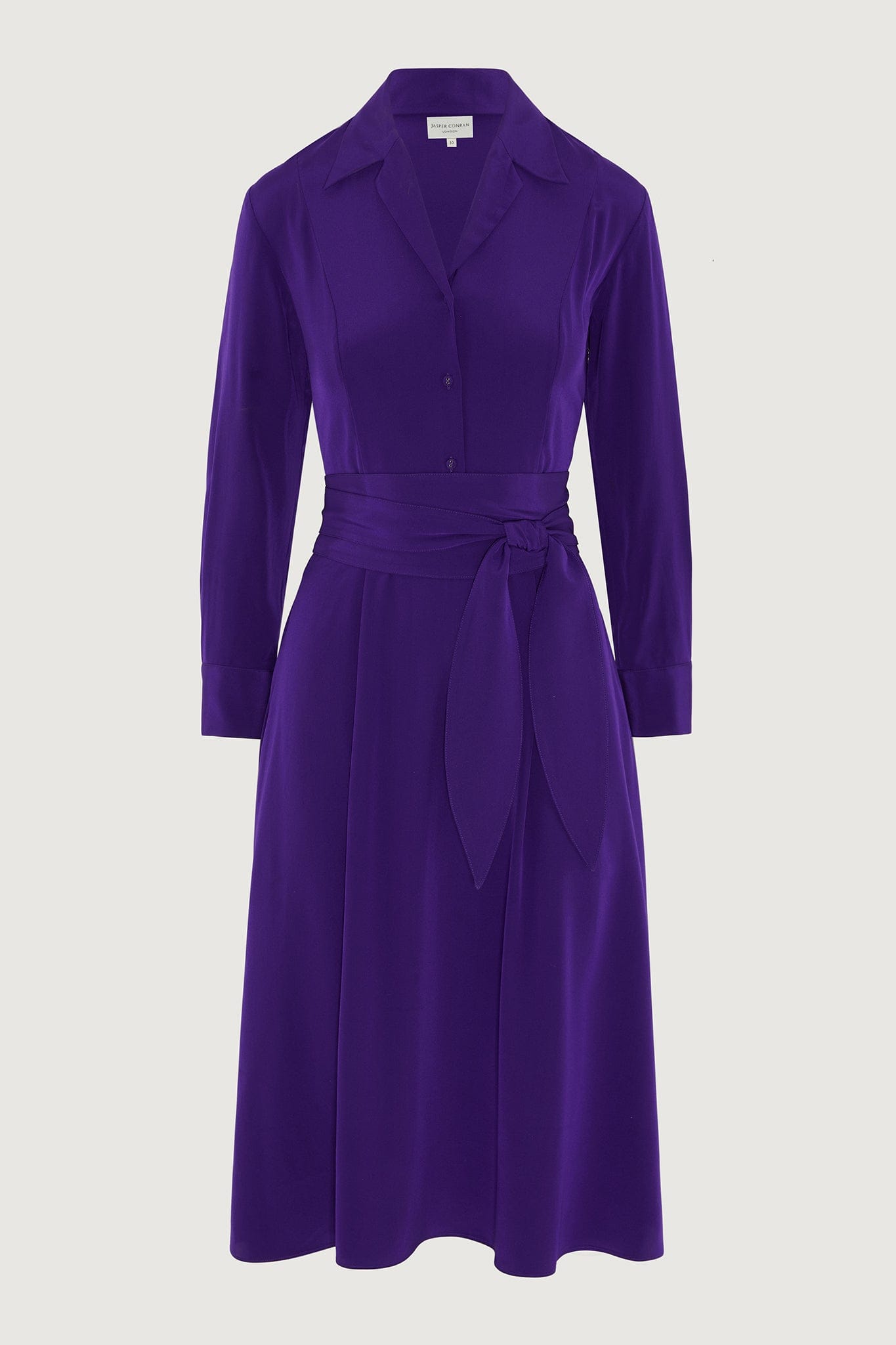 Fleur Silk Full Skirt Shirt Dress in Purple