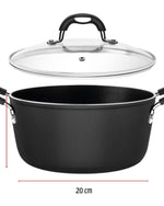 ترامونتينا برازيل موناكو إندكشن 20 سم 2.6 لتر طاجن ألومنيوم أسود مع طلاء ستارفلون بريميوم غير لاصق داخلي وخارجي خالٍ من حمض بيرفلورو الأوكتانويك (PFOA)