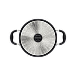 طاجن ترامونتينا موناكو المصنوع من الألومنيوم القابل للحث الحراري مع طبقة ستارفلون الفاخرة غير اللاصقة الداخلية والخارجية السوداء وغطاء زجاجي، 22 سم، 3.5 لتر