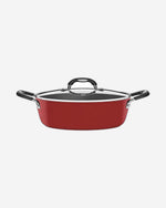 ترامونتينا برازيل موناكو إندكشن 24 سم 4.5 لتر طاجن ألومنيوم مع طلاء ستارفلون بريميوم خالٍ من حمض بيرفلورو الأوكتانويك (PFOA) الداخلي غير اللاصق وطلاء سيليكون أحمر خارجي