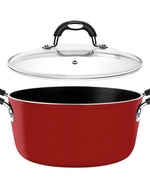 ترامونتينا برازيل موناكو إندكشن 24 سم 4.5 لتر طاجن ألومنيوم مع طلاء ستارفلون بريميوم خالٍ من حمض بيرفلورو الأوكتانويك (PFOA) الداخلي غير اللاصق وطلاء سيليكون أحمر خارجي