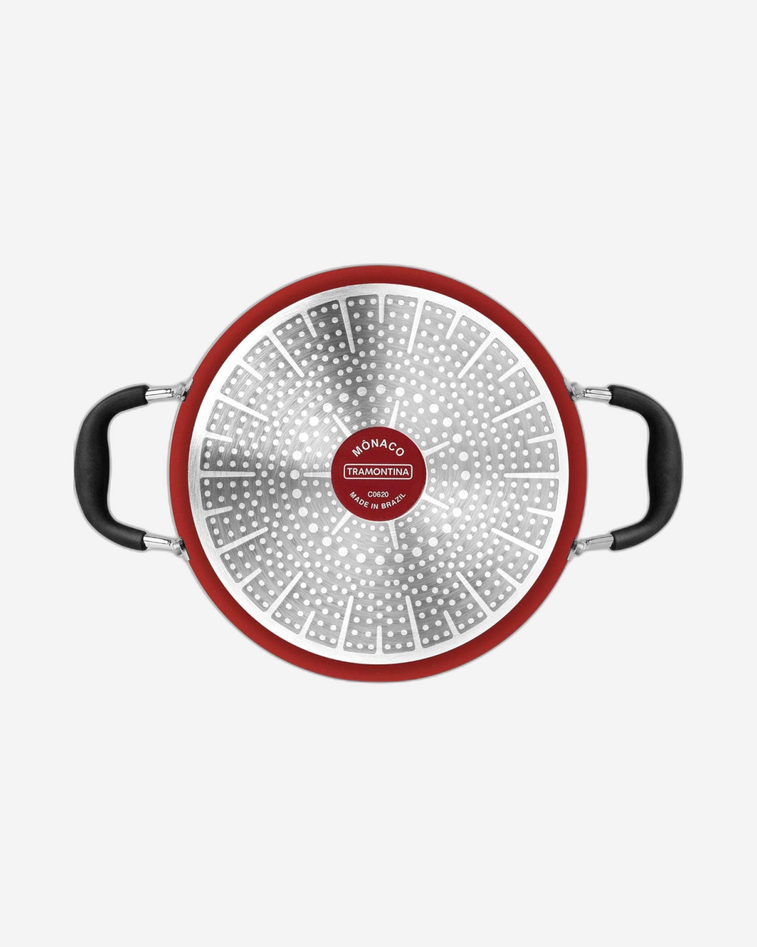 ترامونتينا برازيل موناكو إندكشن 24 سم 4.5 لتر طاجن ألومنيوم مع طلاء ستارفلون بريميوم خالٍ من حمض بيرفلورو الأوكتانويك (PFOA) الداخلي غير اللاصق وطلاء سيليكون أحمر خارجي