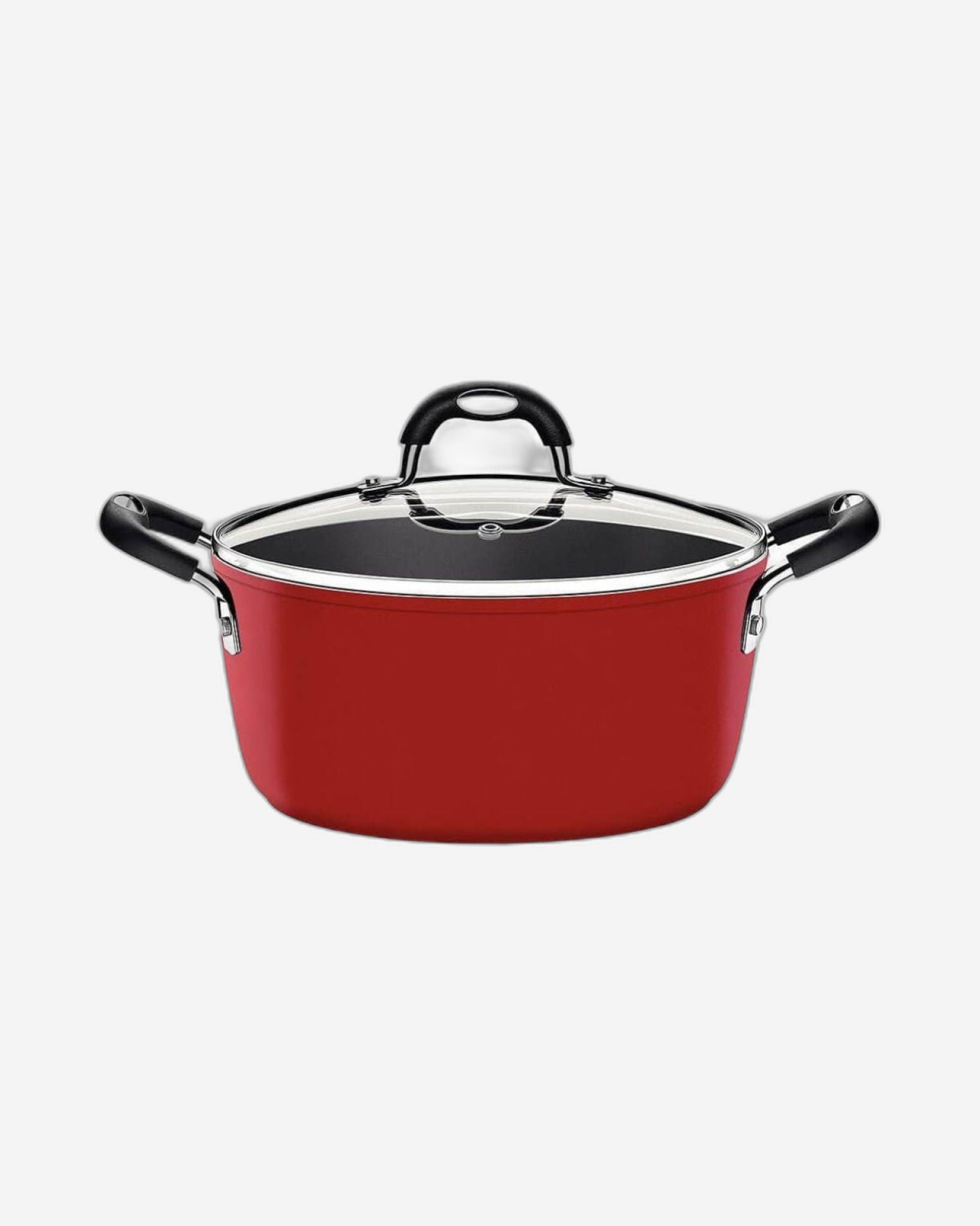 ترامونتينا برازيل موناكو إندكشن 28 سم 6.4 لتر طاجن ألومنيوم مع طلاء ستارفلون بريميوم خالٍ من حمض بيرفلورو الأوكتانويك (PFOA) الداخلي غير اللاصق وطلاء سيليكون أحمر خارجي