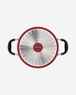 ترامونتينا برازيل موناكو إندكشن 28 سم 6.4 لتر طاجن ألومنيوم مع طلاء ستارفلون بريميوم خالٍ من حمض بيرفلورو الأوكتانويك (PFOA) الداخلي غير اللاصق وطلاء سيليكون أحمر خارجي