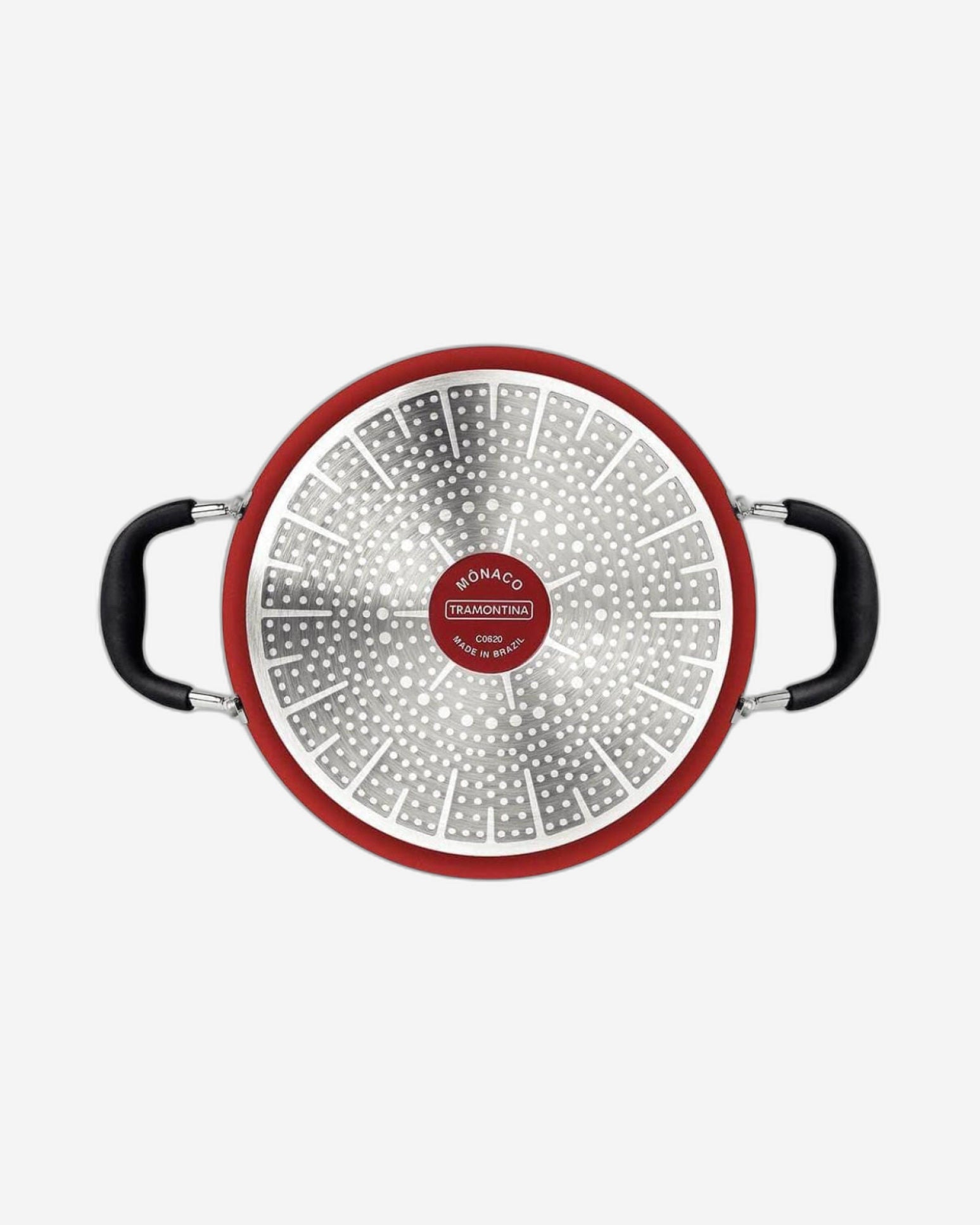 ترامونتينا برازيل موناكو إندكشن 28 سم 6.4 لتر طاجن ألومنيوم مع طلاء ستارفلون بريميوم خالٍ من حمض بيرفلورو الأوكتانويك (PFOA) الداخلي غير اللاصق وطلاء سيليكون أحمر خارجي