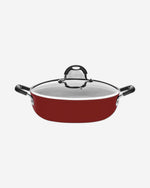 مقلاة ترامونتينا برازيل موناكو إندكشن 28 سم 4.2 لتر من الألومنيوم مع طلاء ستارفلون بريميوم غير لاصق داخلي خالٍ من حمض بيرفلورو الأوكتانويك وطلاء سيليكون أحمر خارجي