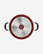 مقلاة ترامونتينا برازيل موناكو إندكشن 28 سم 4.2 لتر من الألومنيوم مع طلاء ستارفلون بريميوم غير لاصق داخلي خالٍ من حمض بيرفلورو الأوكتانويك وطلاء سيليكون أحمر خارجي