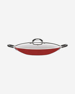 Tramontina Brazil  Monaco Induction 32cm 4.5L Aluminum Wok with Interior Starflon Premium PFOA Free Nonstick Coating and Exterior Red Silicon Coating