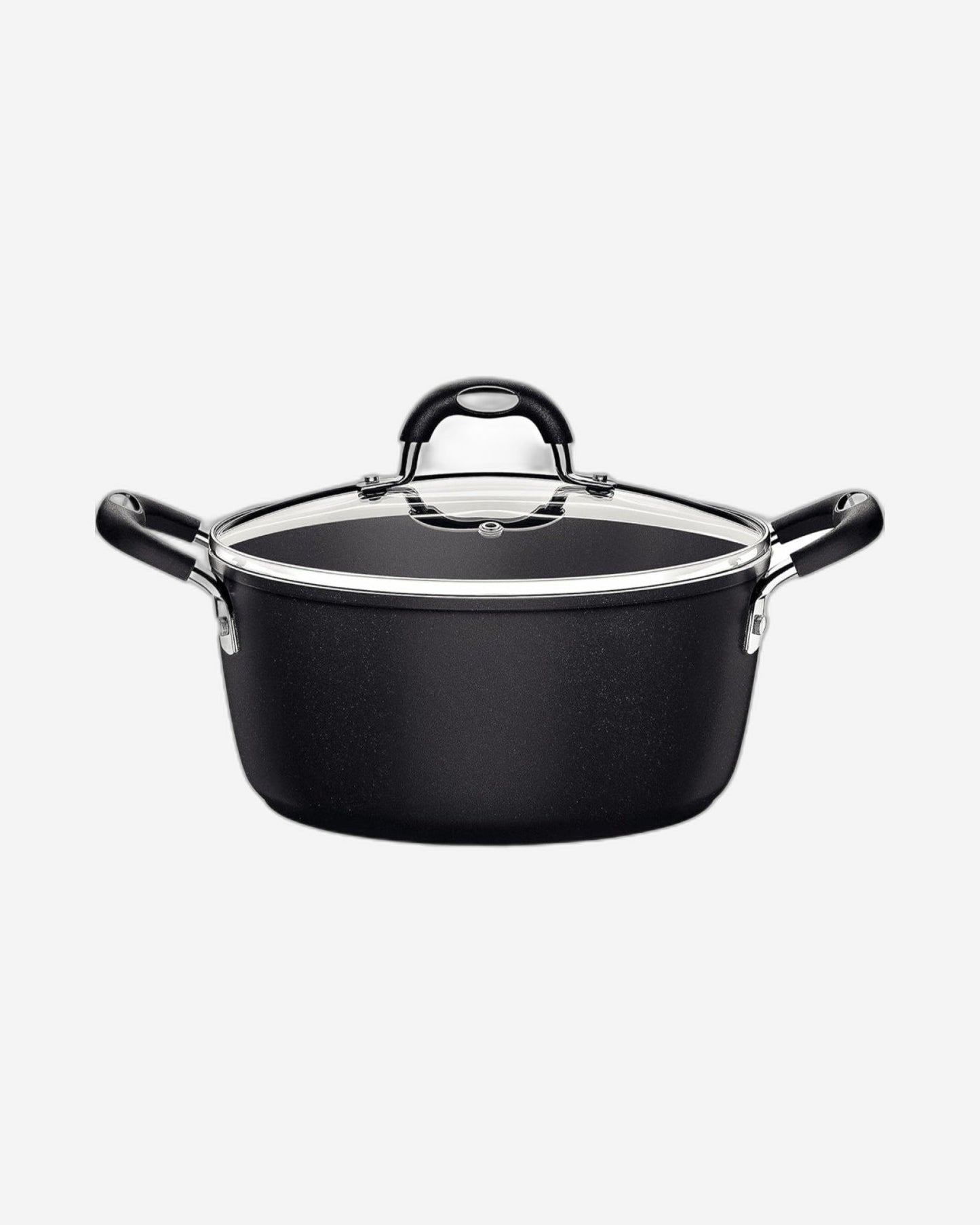 طقم أواني طهي ترامونتينا برازيل موناكو إندكشن من 7 قطع من الألومنيوم الأسود مع طلاء ستارفلون بريميوم غير لاصق خالٍ من حمض بيرفلورو الأوكتانويك (PFOA) من الداخل والخارج