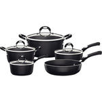 Tramontina Brazil  Monaco Induction Ready 9 Pieces Black Aluminum Cookware Set with Interior and Exterior Starflon Premium Nonstick Coating