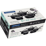 طقم أواني طهي ترامونتينا برازيل موناكو إندكشن ريدي، 9 قطع، من الألومنيوم الأسود، مع طلاء ستارفلون الفاخر غير اللاصق الداخلي والخارجي