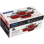 طقم أواني طهي ترامونتينا برازيل موناكو إندكشن من 7 قطع من الألومنيوم الأسود مع طلاء ستارفلون بريميوم غير لاصق خالٍ من حمض بيرفلورو الأوكتانويك (PFOA) من الداخل والخارج