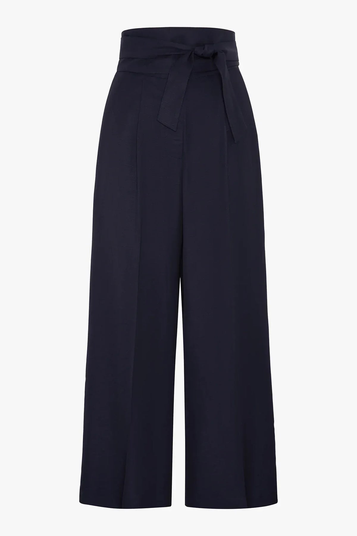 Hannah Wide Leg Linen Blend Trouser in Navy