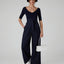 Hannah Wide Leg Linen Blend Trouser in Navy