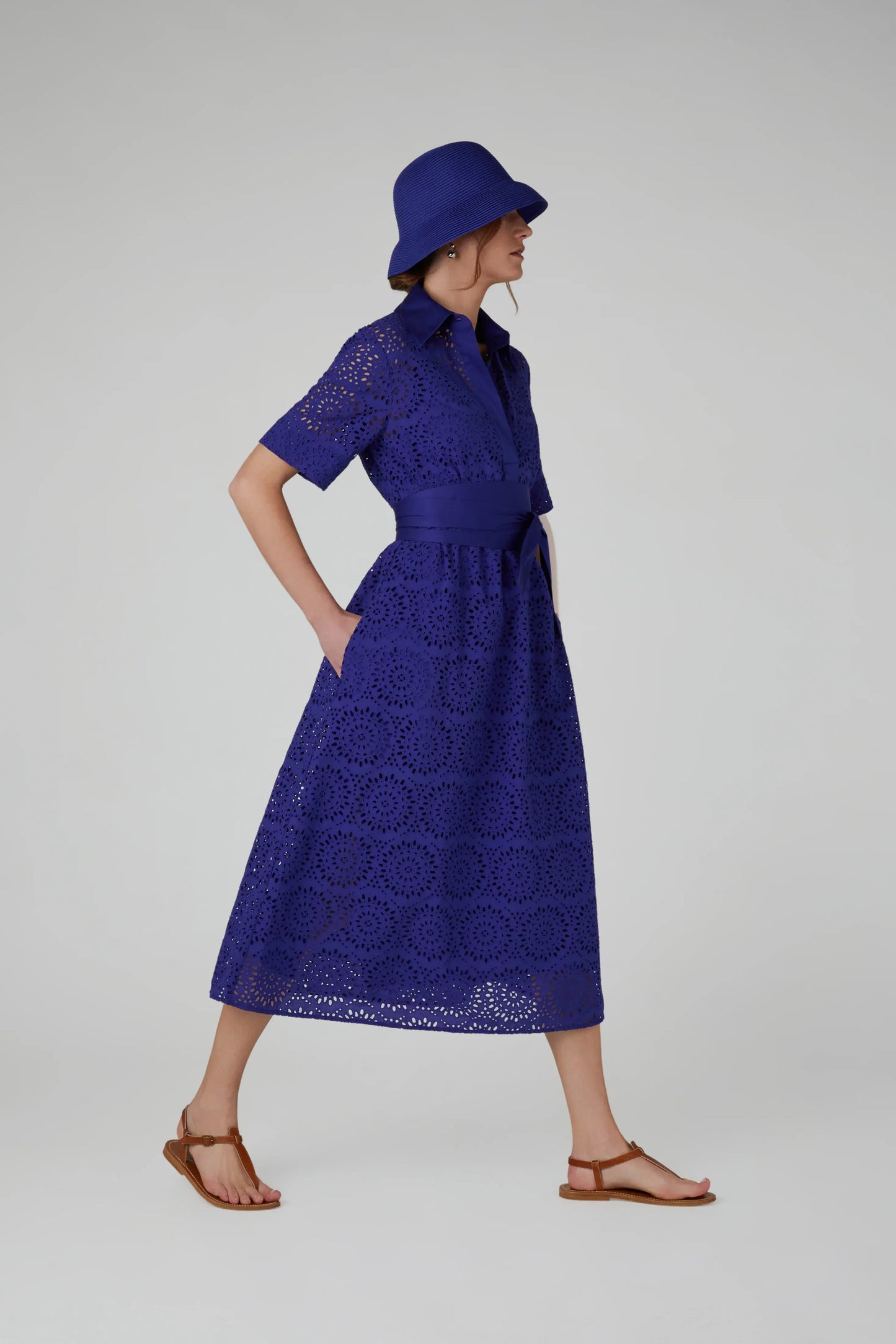Daria Broderie Dress in Blue