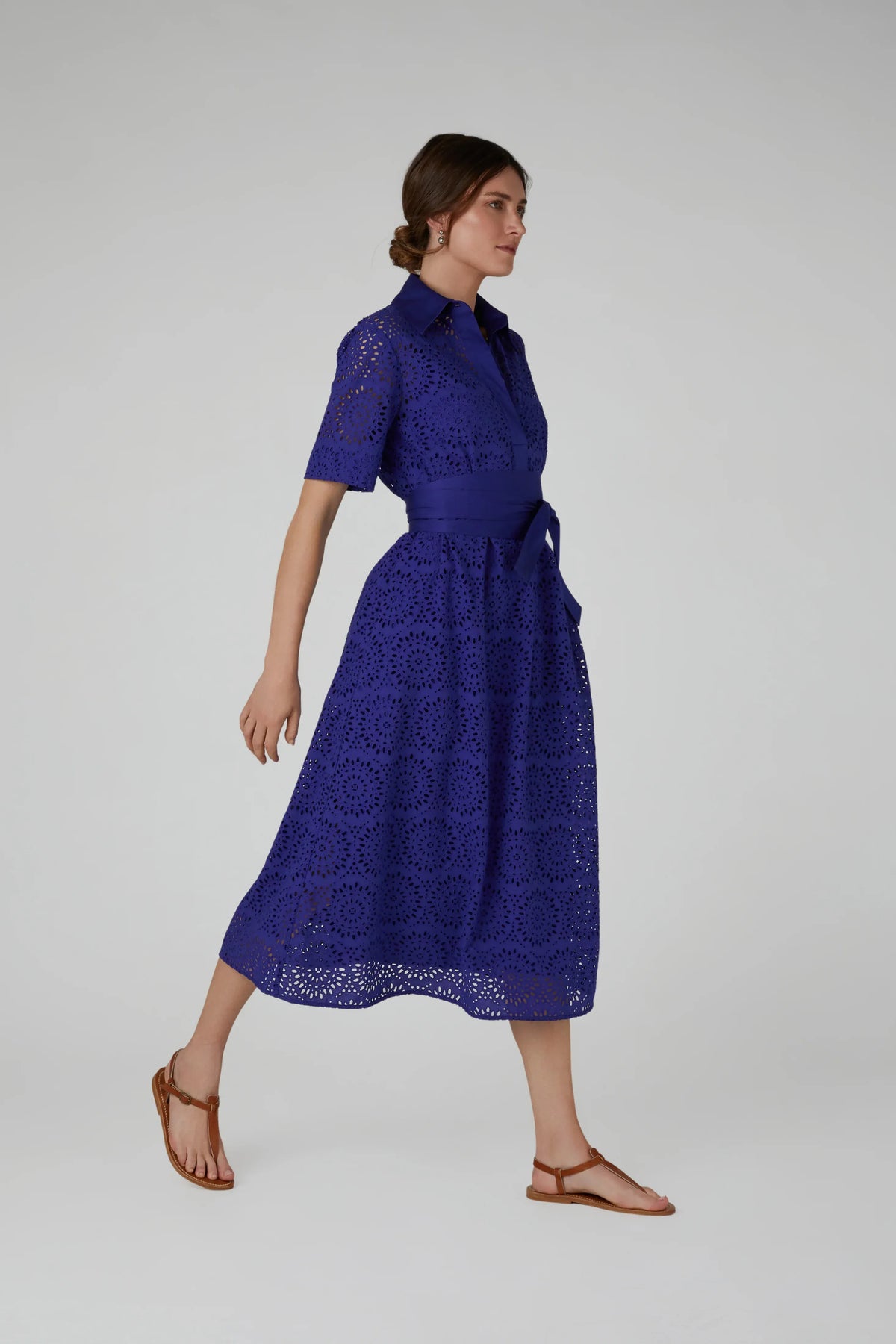 Daria Broderie Dress in Blue