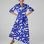 Celia Printed Maxi Silk Wrap Dress Silk Twill in Blue