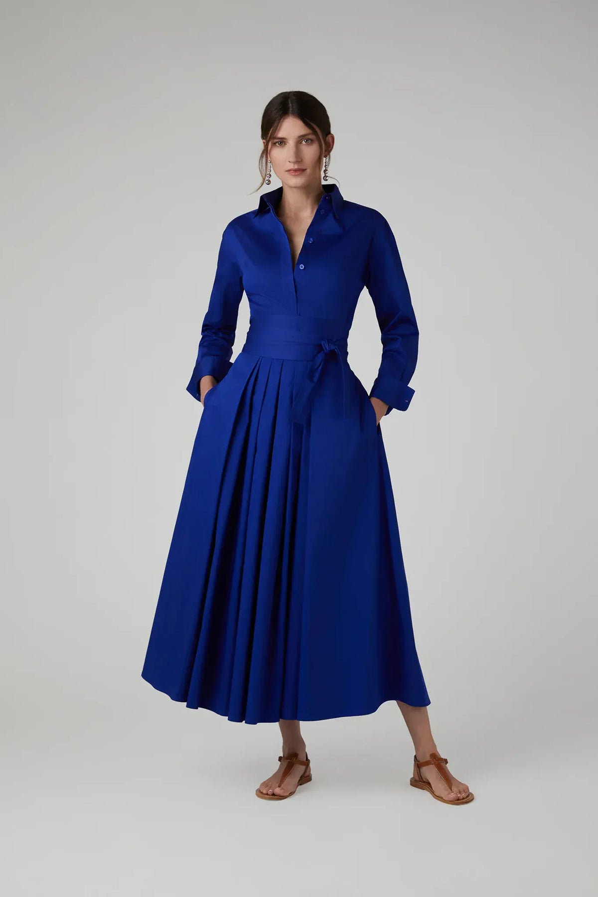 Henrietta Inverted Pleat Skirt in Blue