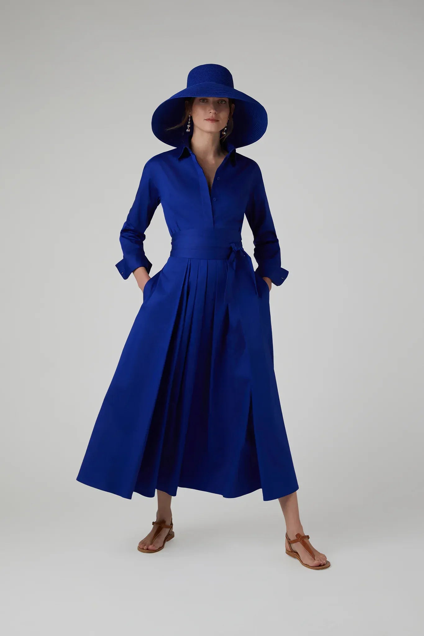 Henrietta Inverted Pleat Skirt in Blue