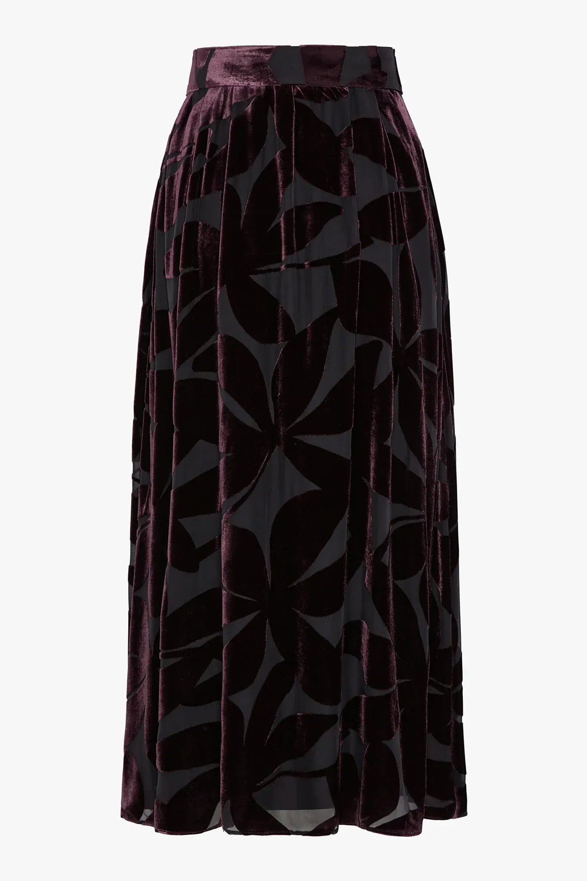 Idalia Velvet Burn Out Maxi Skirt in Berry Floral