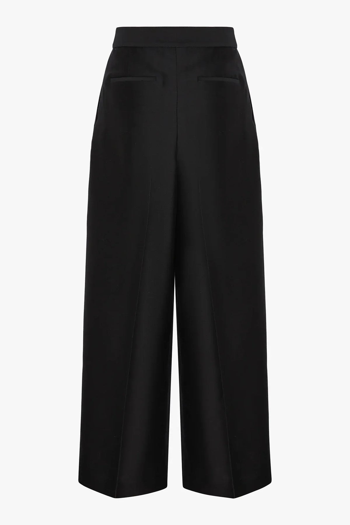 Imogen Wool Silk Wide Leg Trousers in Black